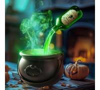 Ensemble chaudron de sorcière d'intérieur avec bouteille de potion flottante magique et diffuseurs en plastique noir - Décoration Hocus Pocus pour la maison et la table de cuisine