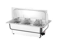 Ensemble Chauffant de Buffet en Acier Inoxydable - Réchaud rectangulaire de 13,5 litres pour Buffet, idéal pour Les traiteurs, Les fêtes et Les réunions. Double Grille et Grille Simple inclu
