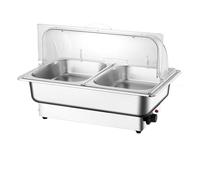 Ensemble Chauffant pour Buffet en Acier Inoxydable 9 litres - Ensemble pour Buffet Chaud pour Traiteur, événement, fête, réunion - Ensemble Chauffant rectangulaire pour Buffet, Grille Triple