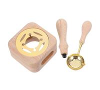 Ensemble Chauffe-sceau à Cire en Bois pour Scrapbooking et Enveloppes | Cuillère de Fusion Incluse, Look Artisanal Minimaliste Rétro, Usage Créatif pour Emballage Présent et Art Journaling