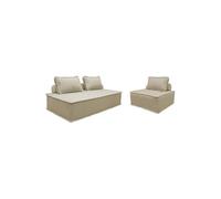 Ensemble chauffeuses DAO pour canapé modulable en tissu capitonné 3 places beige
