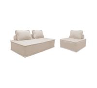 Ensemble chauffeuses DAO pour canapé modulable en tissu capitonné 3 places crème Crème G