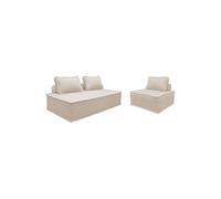 Ensemble chauffeuses DAO pour canapé modulable en tissu capitonné 3 places crème Crème G