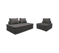 sweeek - Ensemble chauffeuses DAO pour canapé modulable en Tissu capitonné 3 Places Gris foncé