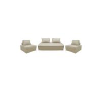 Ensemble chauffeuses DAO pour canapé modulable en tissu capitonné 4 places beige