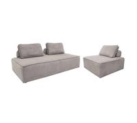 Ensemble chauffeuses LAO pour canapé modulable en velours côtelé 3 places gris clair