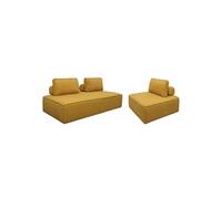 sweeek - Ensemble chauffeuses pour canapé modulable 3 Places Bouclette Moutarde - Bao