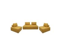 sweeek - Ensemble chauffeuses pour canapé modulable 4 Places Bouclette Moutarde - Bao