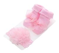 Ensemble chaussettes antidérapantes et bandeau en coton pour nouveau-né,cadeau d'anniversaire, bébé fille, noeud papillon, lot de 2 pièces, 0 ? 1 an,