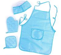 Ensemble Chef Pour Enfants,Réglable Tablier Cuisine Pour Tout Petit Avec Chapeau Chef,Gant De Cuisine Pour Enfants,Tapis Résistant À La Chaleur Garçons Filles De 3 À 8¿Bleu¿