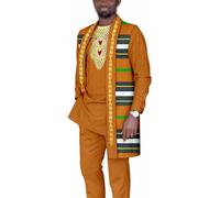 Ensemble Chemise Africaine Pour Hommes Et Pantalons Tenues Costume Dashiki Traditionnel Ensemble 2 Pièces Pour Fête De Mariage Costume Formel Vêtements À La Mode Survêtement ( Color : 6 , Size : Large