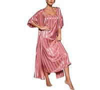 Ensemble Chemise De Nuit Et Peignoir Pour Femme - Ensemble De Pyjama Deux Pièces En Soie, Rayures Couleur Uni, Vêtements De Détente,Chemiser De Nuit Longue En Satin, Senior Tempérament, Robes