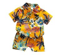 Ensemble chemise et short à manches courtes pour enfant - Imprimé botanique tropical - Pour les tenues - Serpillère - Costume pour bébé, c, 120
