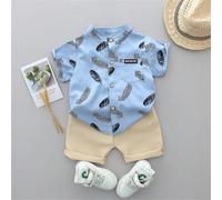 Ensemble chemise et short imprimés plumes pour bébé garçon pour l'été 6Y,3Y,4Y,5Y,6-9M,9-12M,12-18M,18-24MAnimal,Cartoon,Portrait,graphique,LettresPolyester