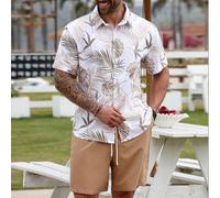 Ensemble chemise grande taille pour hommes. Cet ensemble fait une excellente idée de cadeau pour les petits amis ou les maris. Comprenant une chemise de plage décontractée avec motif d'arbre de noix d