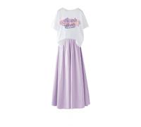Ensemble Chic Été Fille Nouvelle Collection Enfant Deux Pièces Mode Grande Fille Adolescent Vêtements Tendance Deux Pièces Corsage(Purple, 5-6 Years)