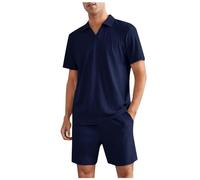 Ensemble Chic Homme- Costume Deux PièCes Couleur Unie Style DéContracté Chemise à Manches Courtes Et Short