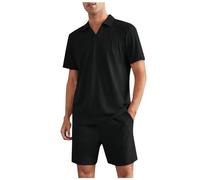 Ensemble Chic Homme, Costume Deux PièCes pour Homme Couleur Unie Style DéContracté Chemise à Manches Courtes Et Short