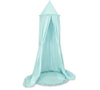 Ensemble : ciel de lit suspendu en coton pour chambre d'enfant et tapis à volant
