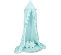 Ensemble : ciel de lit suspendu pour chambre d'enfant, tapis à volants, coussins