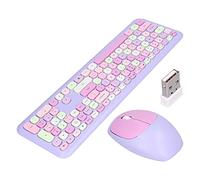 Ensemble Clavier et Souris, 110 Touches, Couverture Muette Multicolore, Ensemble Clavier et Souris sans Fil 2.4G sans Fil 1200 DPI, Ensemble de Clavier pour Bureau à(couleur mélangée violette)