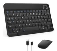 Ensemble clavier et souris Bluetooth, disposition QWERTY, clavier sans fil ultra fin de 10", sans décalage, clavier silencieux compatible avec iPhone, iPad, ordinateur, tablette (noir)