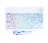 Ensemble clavier et souris Bluetooth pour iPad - Clavier et souris sans fil rechargeables avec rétroéclairage 7 couleurs compatible avec iPad 9e/8e génération, iPad Pro/Air/Mini, iPhone 14/13/12 Pro,