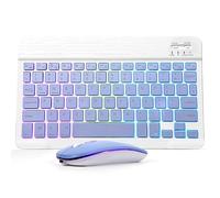 Ensemble clavier et souris Bluetooth pour iPad - Clavier et souris sans fil rechargeables avec rétroéclairage 7 couleurs compatible avec iPad 9e/8e génération, iPad Pro/Air/Mini, iPhone 14/13/12 Pro,