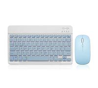 Ensemble clavier et souris Bluetooth rechargeables et portables pour Apple iPad, iPhone iOS 13 et supérieur, Samsung, tablette, téléphone, smartphone, Android Windows (10 pouces, bleu)