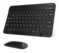 Ensemble clavier et souris Bluetooth rechargeables, universel, ultra fin, sans fil, pour Android, Windows, iPad, iPhone, Samsung, tablette, portable, compact (noir)