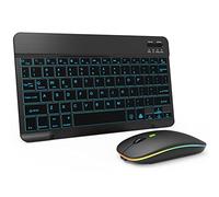 Ensemble clavier et souris Bluetooth rétroéclairés 7 couleurs pour iPad 10e 9e iPad Pro Mini Air iPhone, iPadOS 13 ou version ultérieure, tablette Android, téléphone sans fil, clavier et souris (noir)