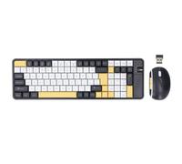 Ensemble Clavier et Souris, Clavier et Souris Bluetooth Double Mode, 100 Touches, Clavier de Jeu 1600 DPI, Ensemble de Souris pour PC et Ordinateurs Portables (Yellow)