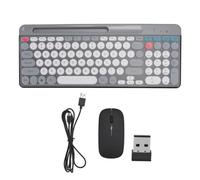 Ensemble Clavier et Souris, Clavier et Souris Bluetooth sans Fil Double Mode, Clavier et Souris Ronds Vintage pour Type de Jeu