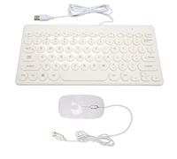 Ensemble clavier et souris - Confortable - Économie d'énergie - Ergonomique - 78 touches - Touche ronde - 4 boutons de souris - Clavier d'ordinateur filaire - Souris - Blanc