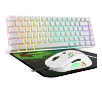 Ensemble clavier et souris de jeu 3 en 1 rétroéclairé à DEL arc-en-ciel AK33 filaire 82 touches anti-ghosting 12 000 DPI souris de jeu légère avec coque en nid d'abeille, grand tapis de souris