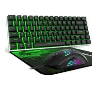 Ensemble clavier et souris de jeu 3 en 1 rétroéclairé à DEL arc-en-ciel AK33 filaire 82 touches anti-ghosting 12 000 DPI souris de jeu légère avec coque en nid d'abeille, grand tapis de souris