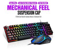 Ensemble clavier et souris de jeu ergonomique, 104 touches, USB, filaire, arc en ciel, rétroéclairage rvb, pour ordinateur portable