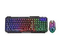 Ensemble clavier et souris de jeu filaire Crack arc-en-ciel, 104 touches lumineuses au toucher mécanique, clavier d'ordinateur et souris de jeu filaires pour PC, Mac, Xbox Gamer (Noir)