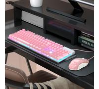 Ensemble clavier et souris de jeu MageGee, clavier K1 rétroéclairé LED RVB, clavier d'ordinateur 104 touches, compatible PC/Portable (Rose) Taille UniqueBlocs de couleurABS