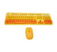 Ensemble clavier et souris de jeu mécanique sans fil pour machine à écrire - 104 touches colorées à faible bruit rétro steampunk vintage - 2,4 G 6 touches 3 DPI - Souris réglable (mélange de couleurs)