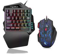 Ensemble clavier et souris de jeu mécaniques à une main, 35 touches, mini clavier de jeu mécanique à une main, rétroéclairé à DEL ergonomique, avec ligne de 1,5 m pour LOL/PUBG/Wow/Dota/OW