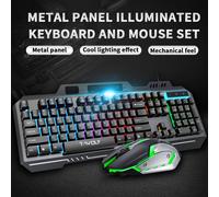 Ensemble clavier et souris de jeu T-Wolf, design ergonomique en plaque de fer, détection de mouvement