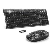 Ensemble clavier et souris de luxe éblouissants sans fil avec strass étincelants et clavier (noir)