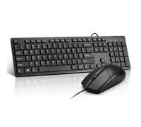 Ensemble clavier et souris filaire - Clavier d'ordinateur ergonomique et souris optique filaire pour Windows, Mac OS ordinateur de bureau/ordinateur portable/PC - Noir