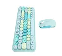 Ensemble Clavier et Souris Filaire sans Fil USB, Clavier Abs Mignon pour Le Bureau et la Maison, Claviers de Jeu (Bleu Mixte Couleur)