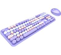 Ensemble clavier et souris Mofii mignon et rétro sans fil, clavier à 104 touches/transmission radio 2,4 G/USB plug-and-play/design ergonomique, violet