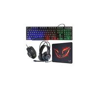 MARSGAMING 4-en-1 Joueuse Clavier, Souris, Casque et Tapis, Noir