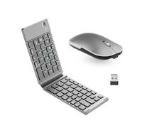 Ensemble clavier et souris pliables Bluetooth pour iPad/Mac/tablette Android/souris portable rechargeable pour iPad/ordinateur portable/MacBook/PC/ordinateur (gris)