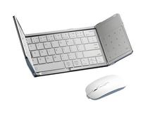 Ensemble Clavier et Souris Pliables, Clavier Portable 3 Volets avec Mode pavé Tactile et pavé numérique, Distance de Transmission ≤ 10 m, Tablette et Ordinateur Portable Android Windows iOS Silver
