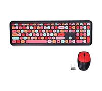 Ensemble Clavier et Souris rétro Multicolore, Ensemble de Bureau Silencieux, Ergonomique pour Le Bureau et la Maison (Black Mixed Color Keyboard and Mouse Set)